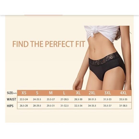 KPBMKE Leakproof Period Underwear Panties For Women Black Lace Size Large 3 Pack - Picture 8 of 9